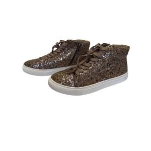 Corky's  Hey Girl Imagine Metallic Leopard Print Lace Up High Top Sneaker Sz8